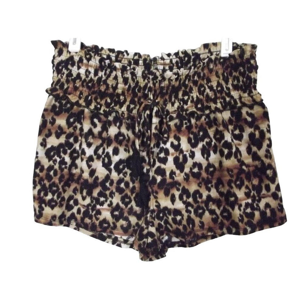 Derek Heart Shorts Jr Large Animal Print Soft Knit stretch shirred drawstring